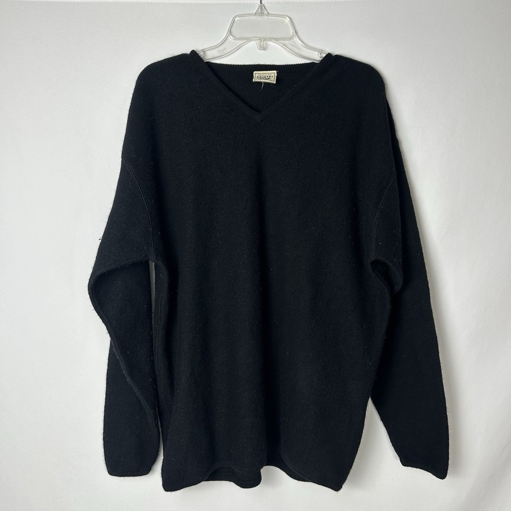 Vtg 100% Wool Country Road Work Wear Mens Sweater Black V Neck Medium Outdoors
